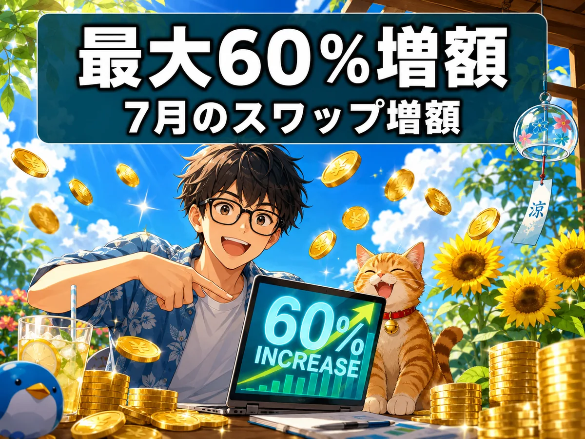 外為どっとコムの「スワップポイント最大60%増額キャンペーン」が7月も開催!米ドル/トルコリラ・ユーロ/トルコリラは最大60%上乗せ