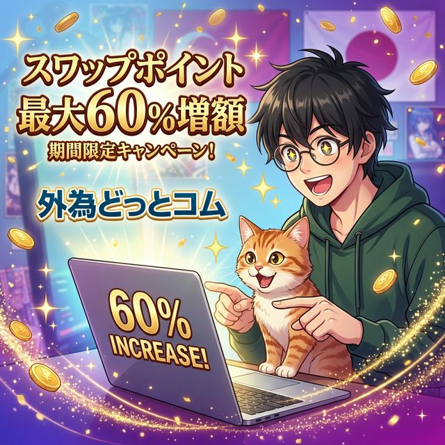 外為どっとコムの「スワップポイント最大60%増額キャンペーン」が今月も開催!10万円からでも30%上乗せのチャンス
